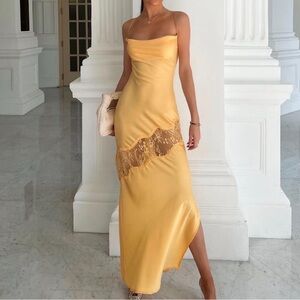 Meshki Chandra lace maxi dress in lemon